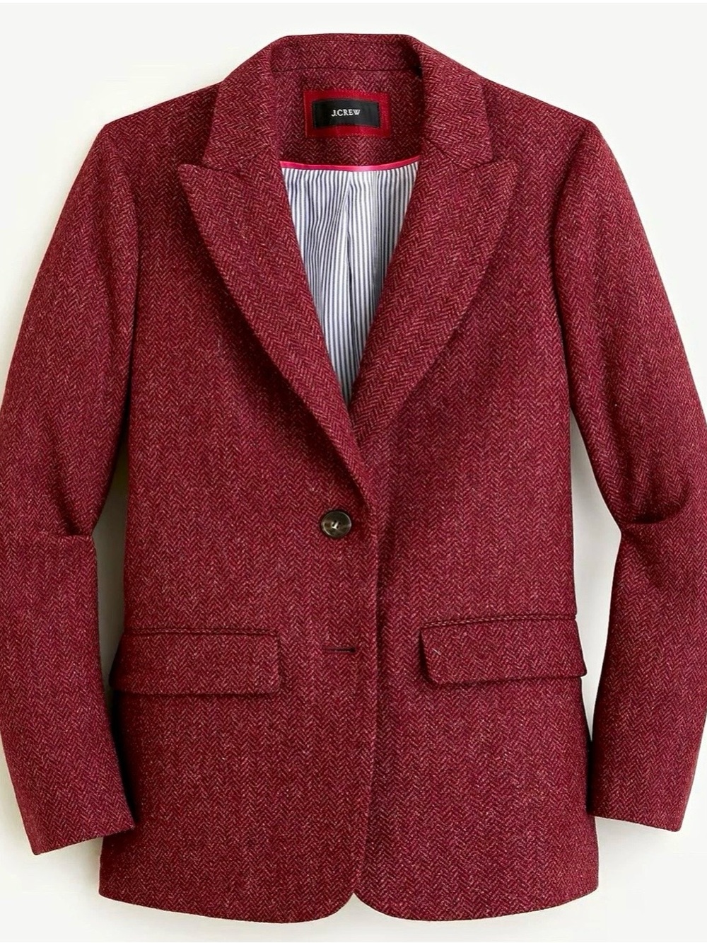 J. Crew Burgendy Herringbone Wool Blazer